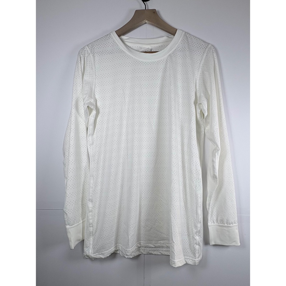 ZYIA‎ Women's Active Mesh Long Sleeve Yoga Athletic White Polyester Blend Sz Lg